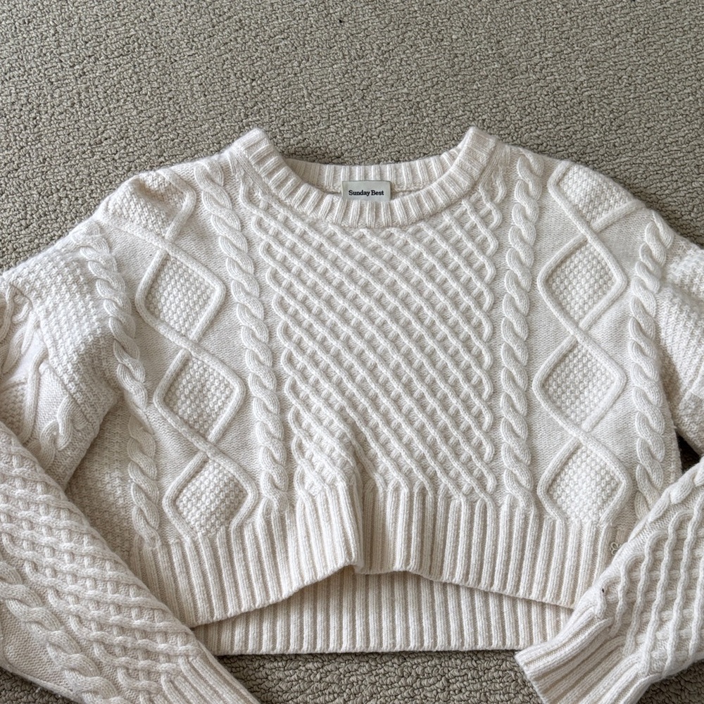 Sunday Best Cream Cable Knit Sweater